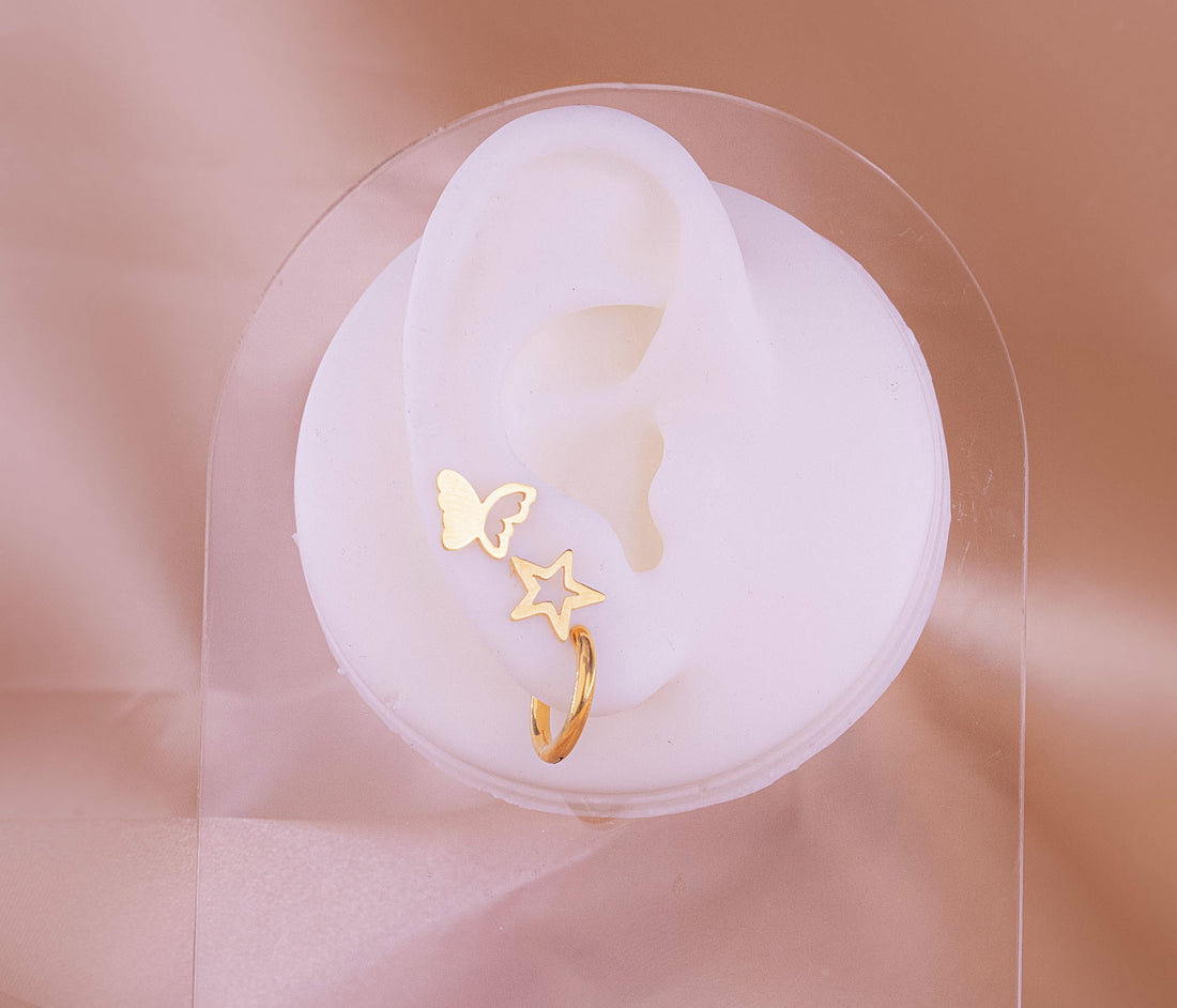Set Aretes Mariposas Estrellas Ref: K411