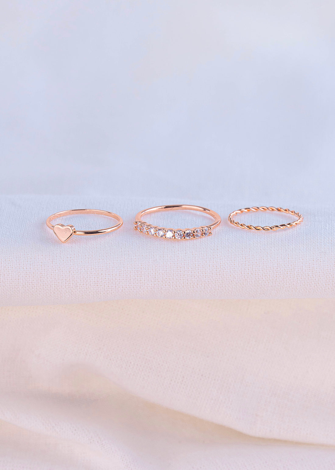 Set x 3 Anillos Emma Oro Rosa