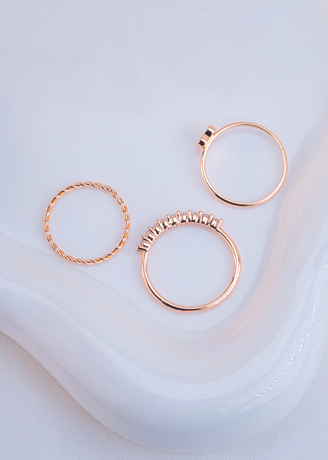Set x 3 Anillos Emma Oro Rosa