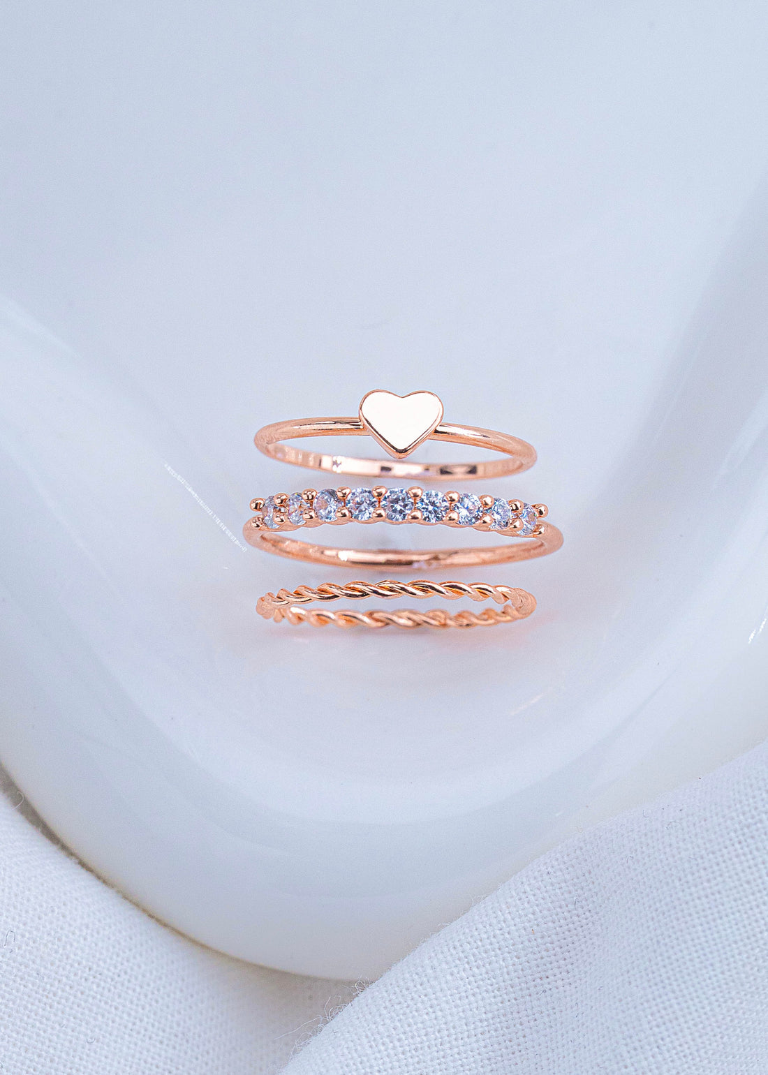 Set x 3 Anillos Emma Oro Rosa