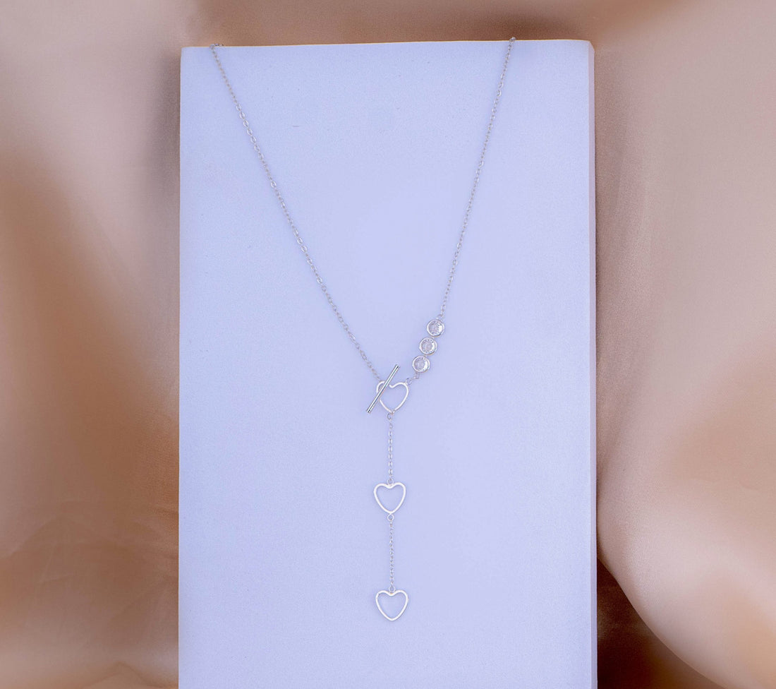 Collar Tres Corazones Plateado Ref: D543