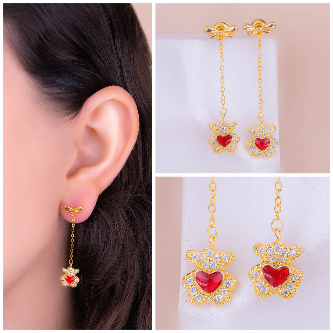 Aretes Ositos Corazones Ref: B1607