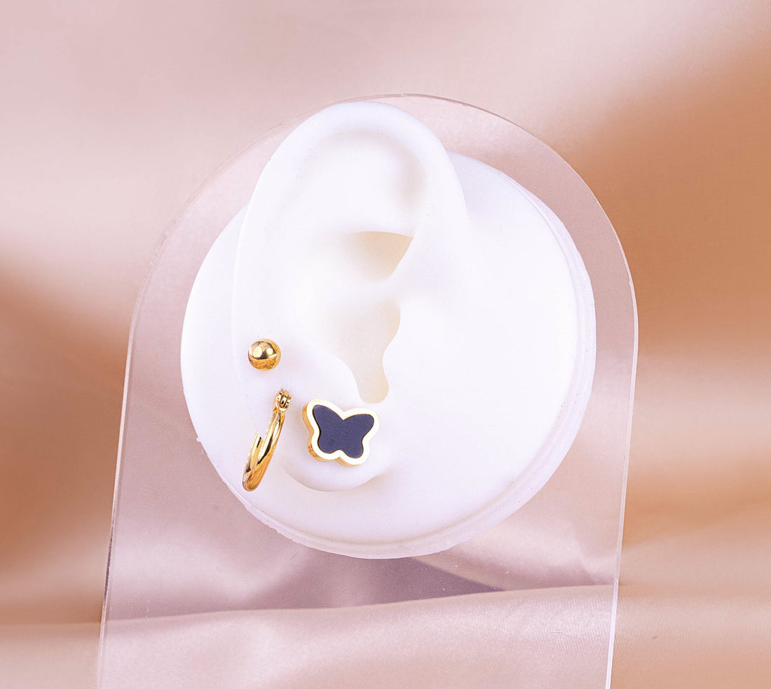 Set Aretes Mariposas Negras Ref: K472