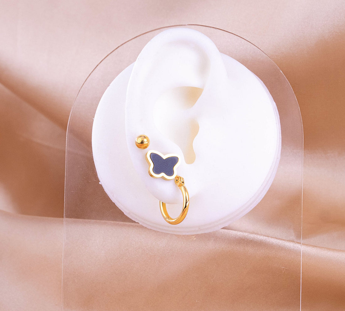 Set Aretes Mariposas Negras Ref: K472
