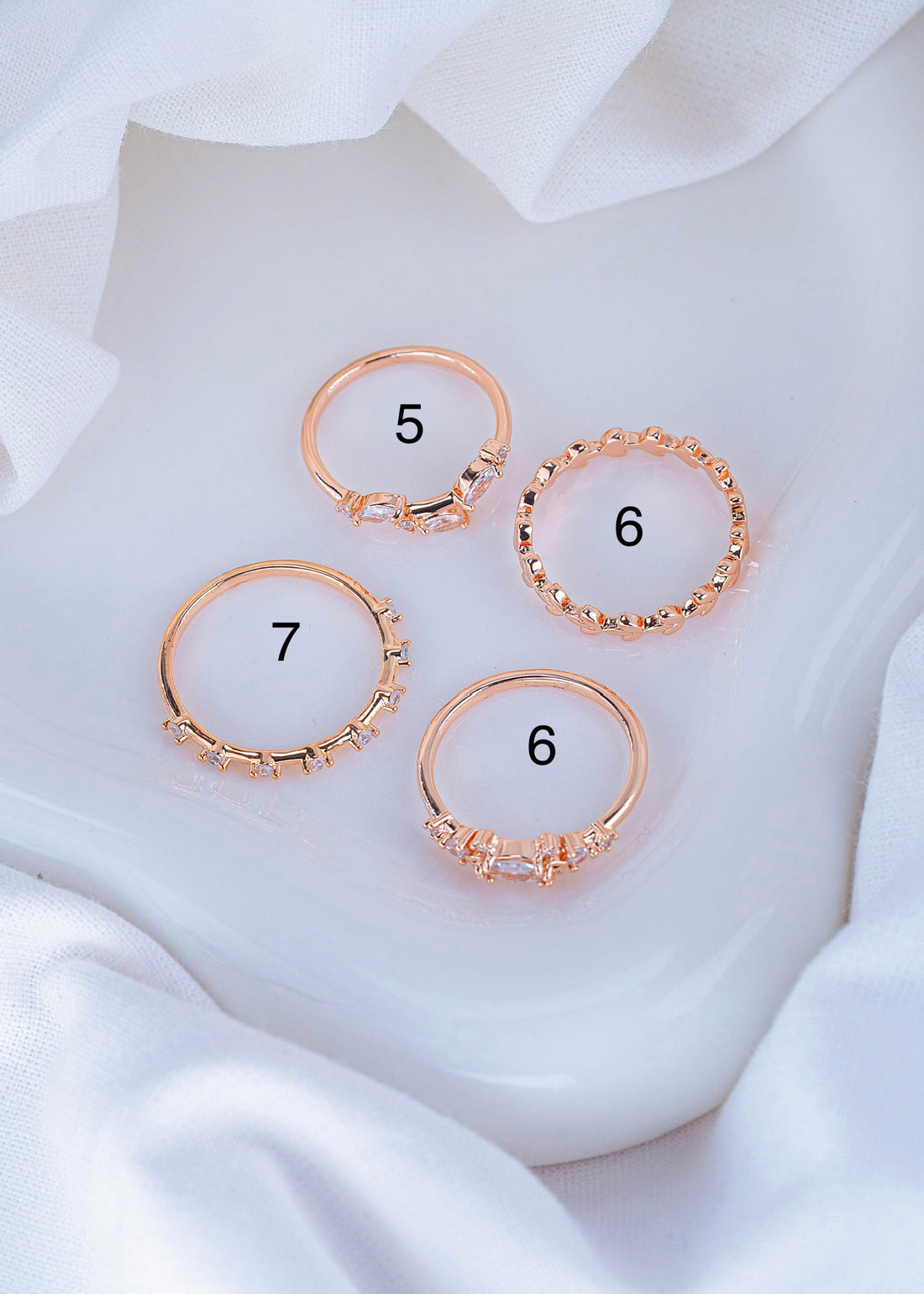 Set X 4 Anillos Armonía Oro Rosa
