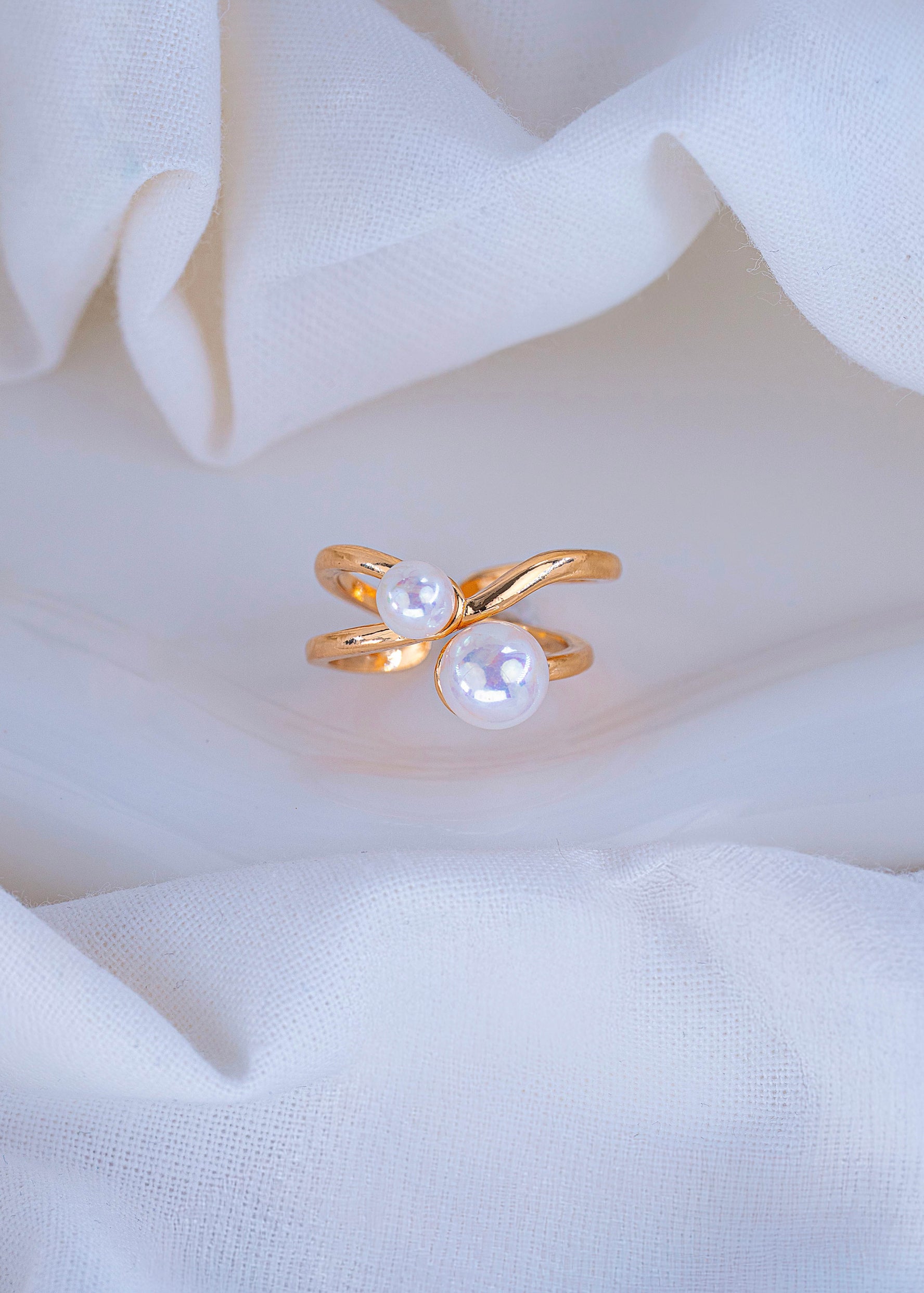 Anillo Perlas Dorado