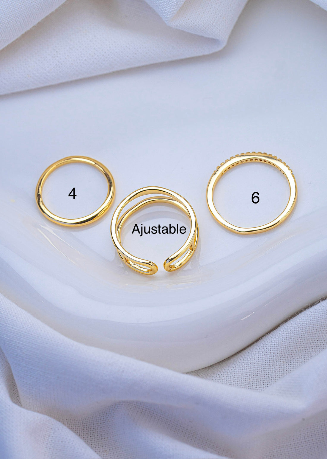 Set X 3 Anillos Julieta Dorados