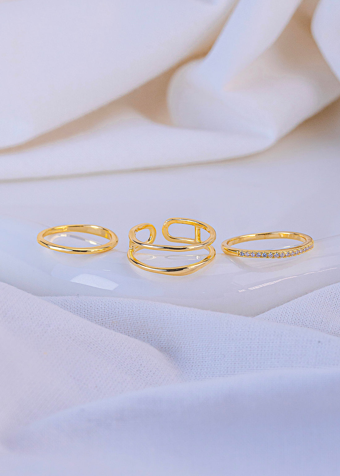 Set X 3 Anillos Julieta Dorados