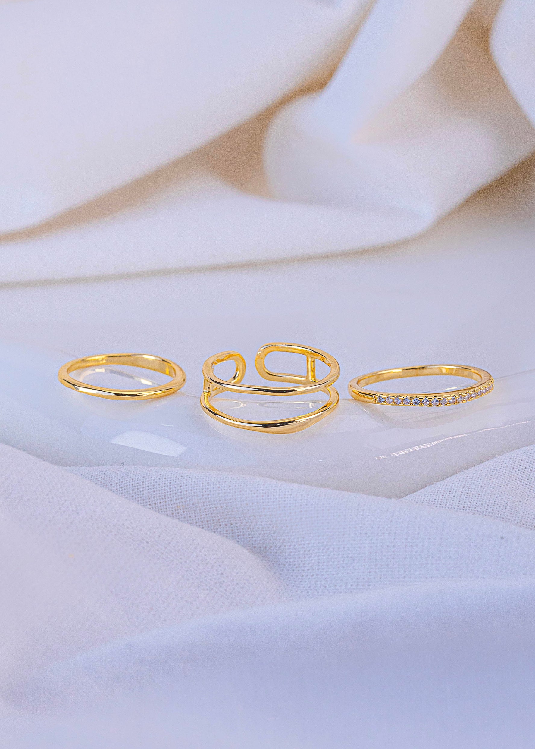 Set X 3 Anillos Julieta Dorados