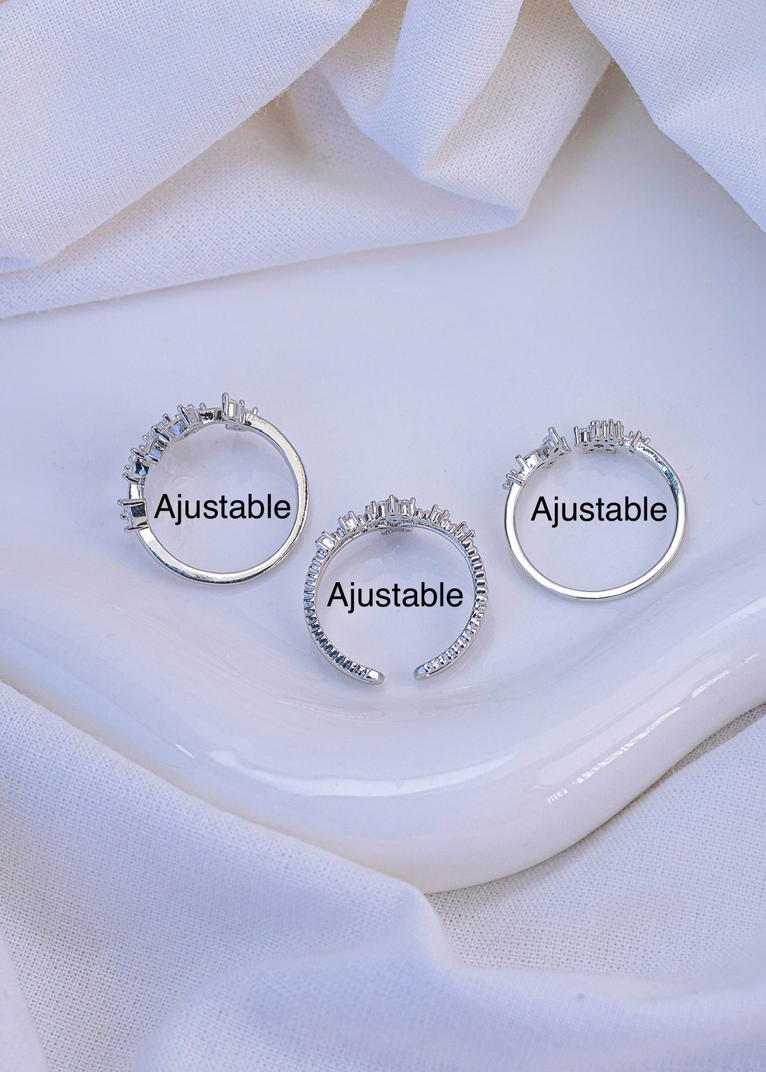 Set X 3 Anillos Jardín Plateados
