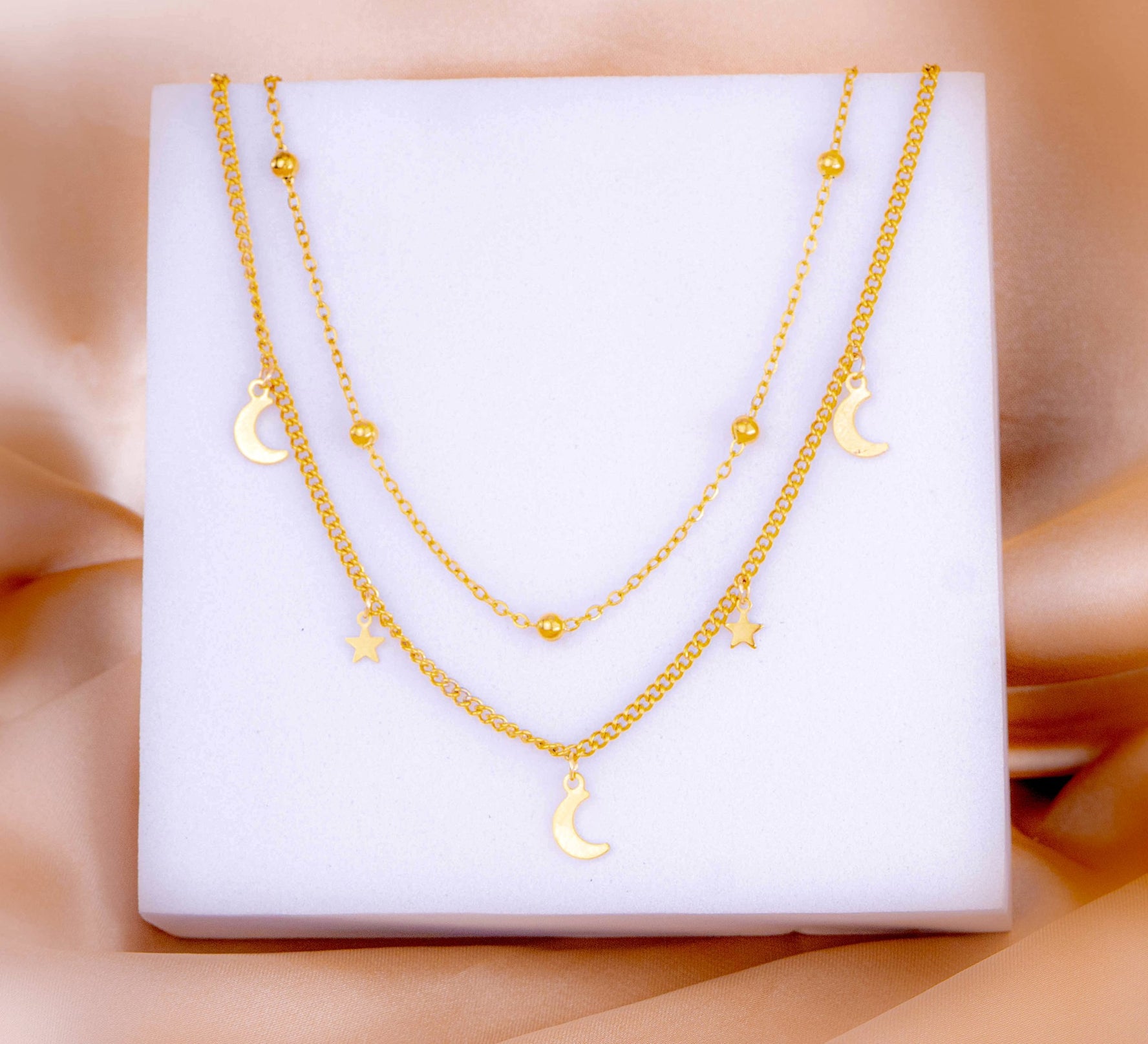 Cadena Doble Lunas Estrellas Ref:D583