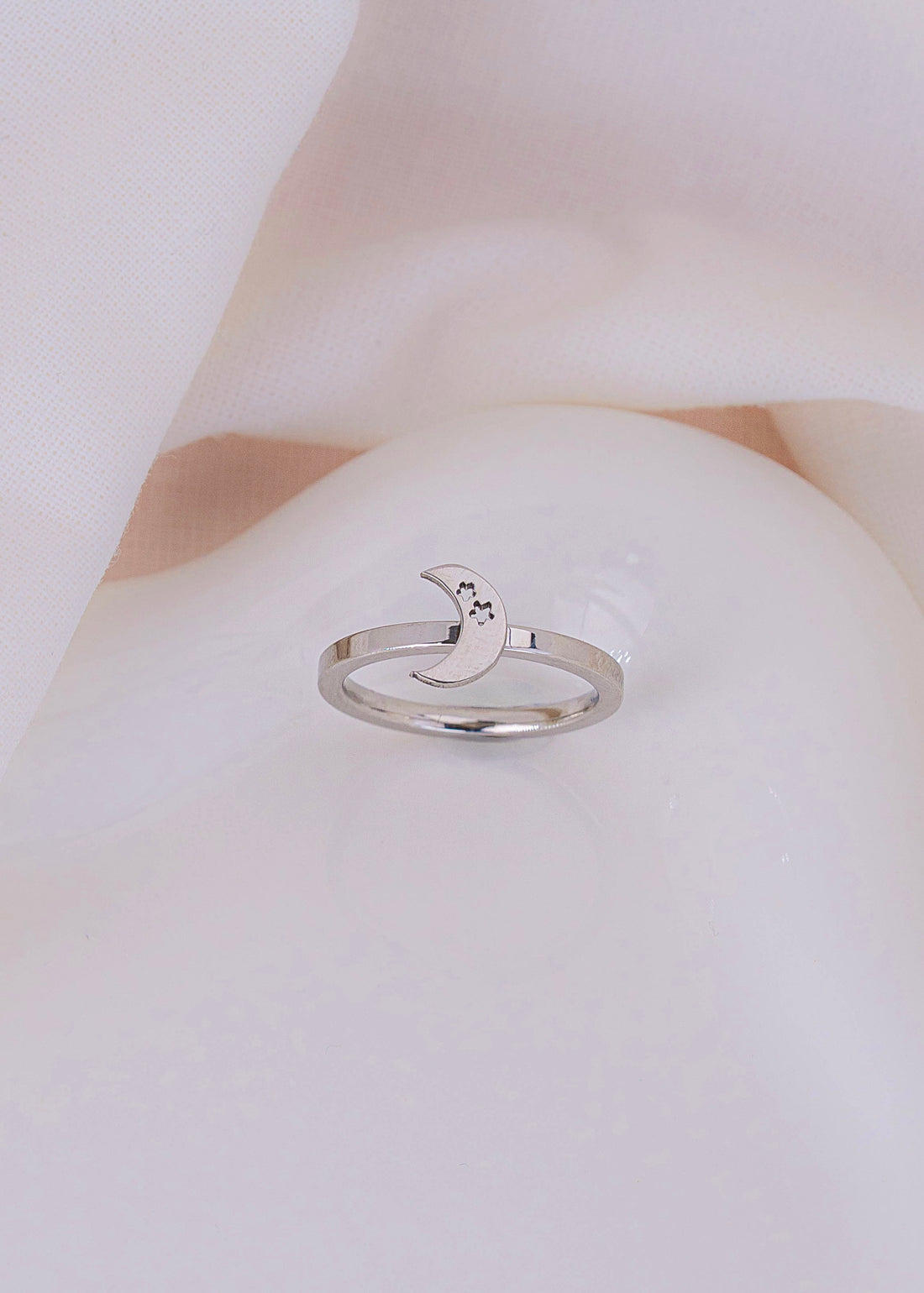 Anillo Luna Estrellas Plateado