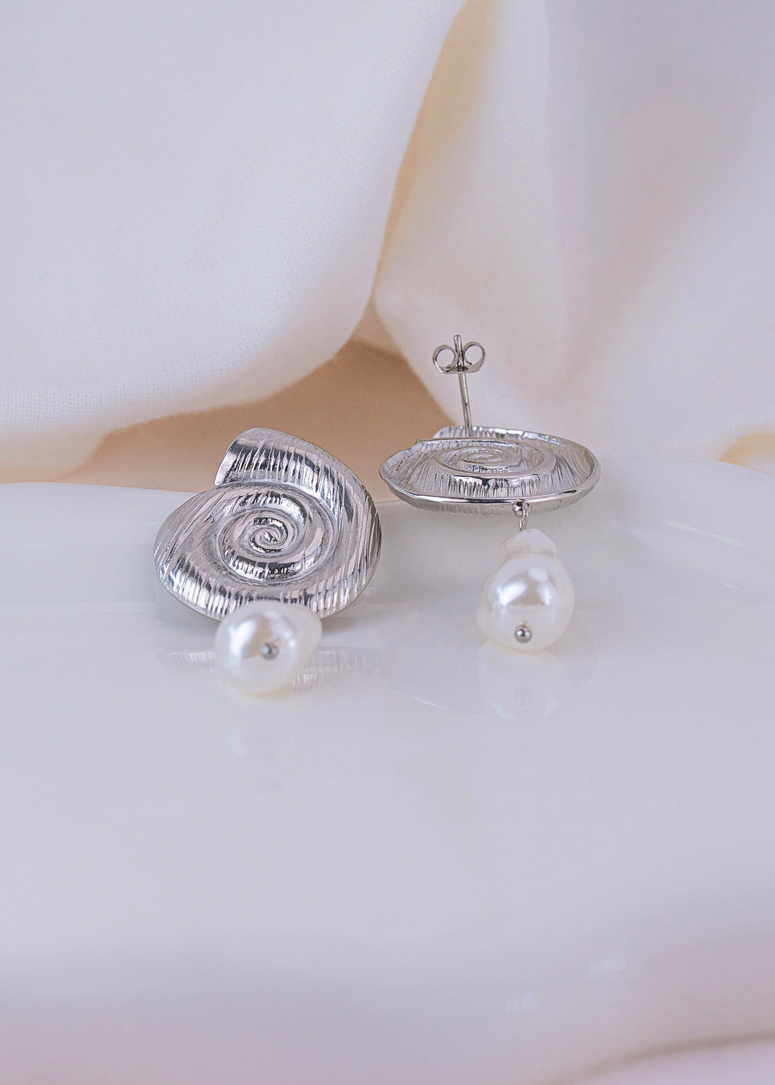 Aretes Caracola Plateados