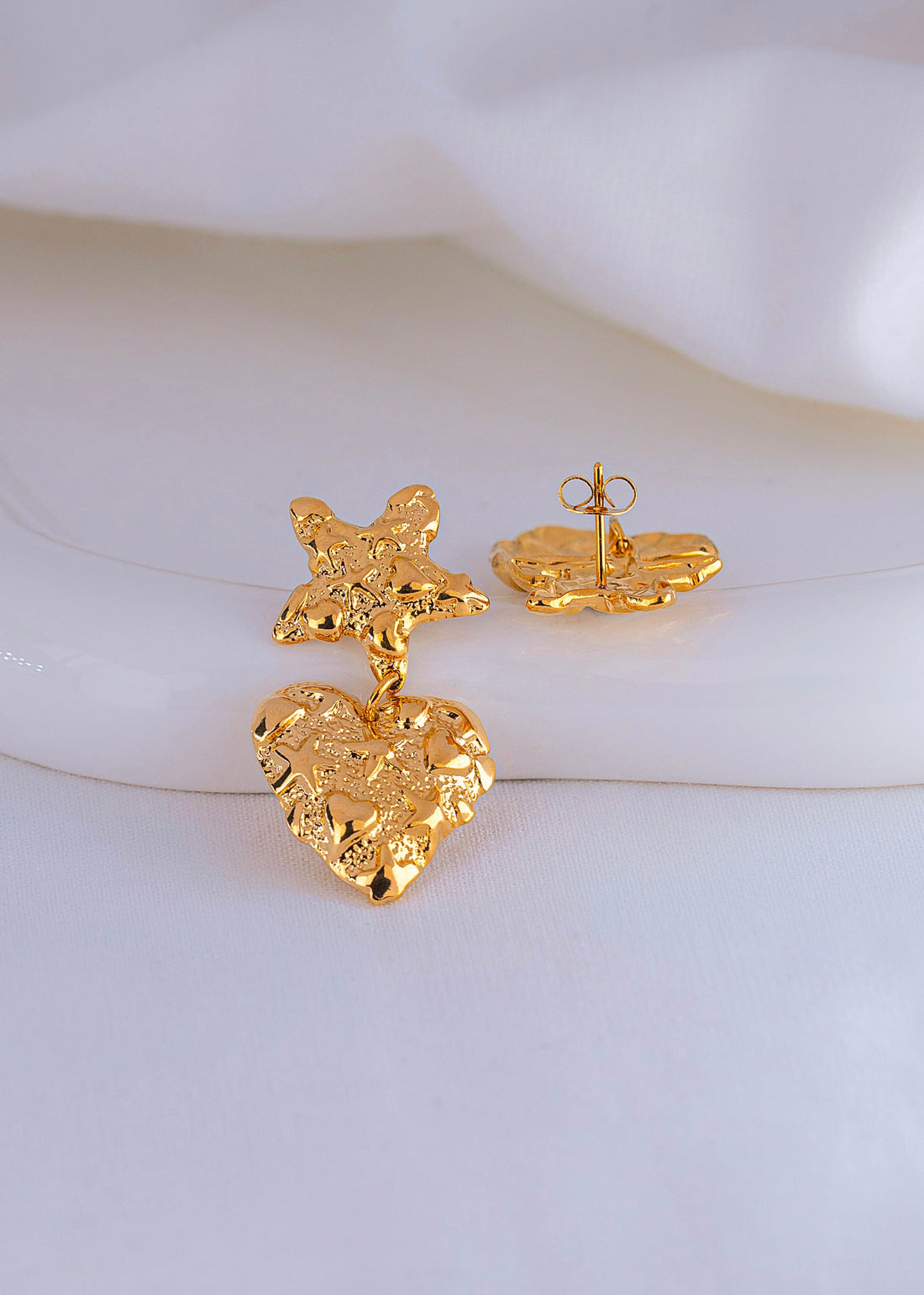 Aretes Estrella Corazón Martillados