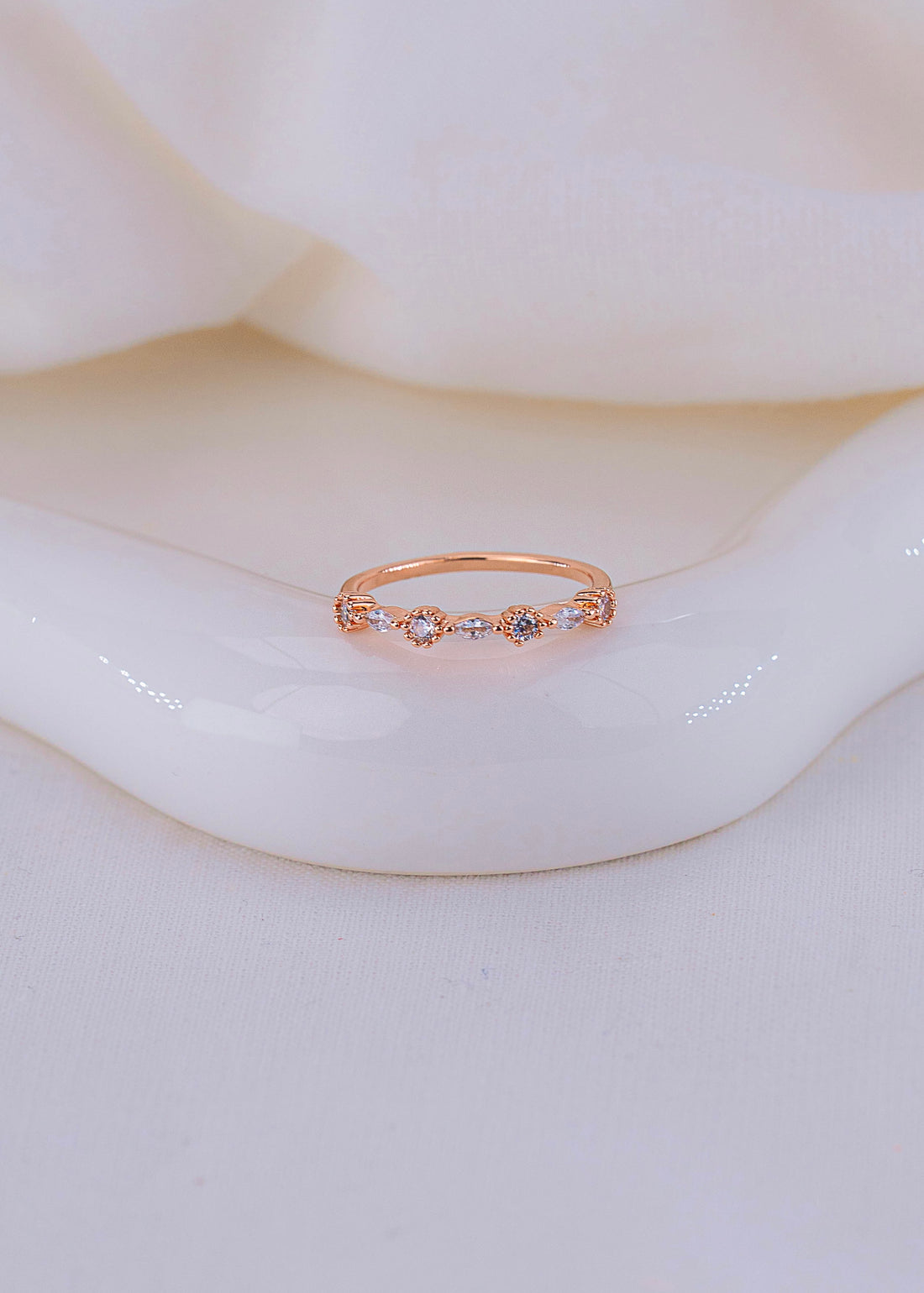 Set X 2 Anillos Espiga Perla Oro Rosa