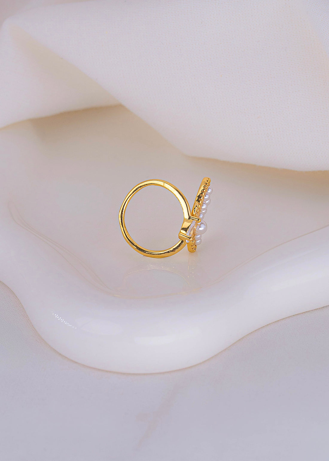 Anillo Mariposa Perlas Dorado