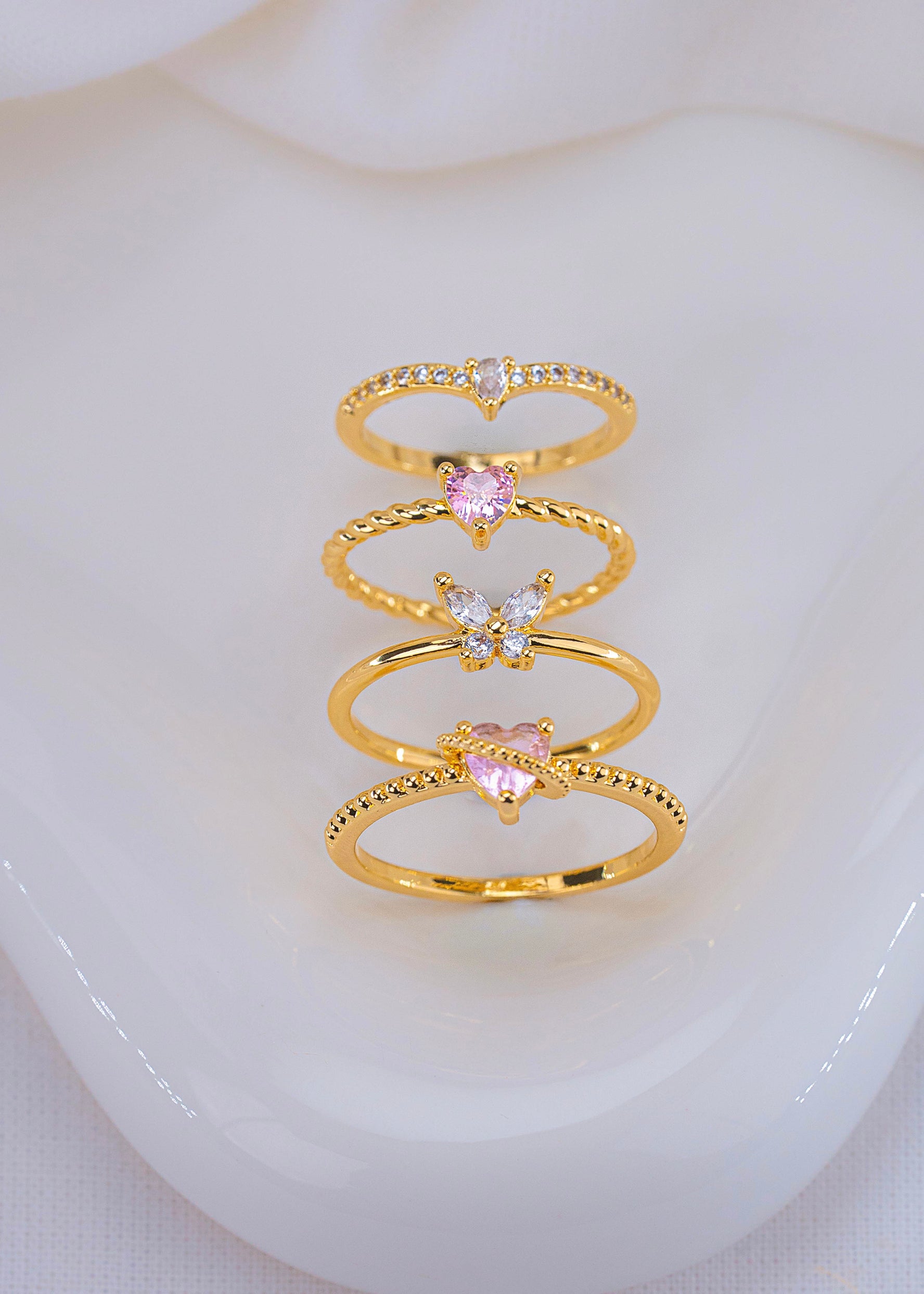 Set X 4 Anillos Magia Rosa