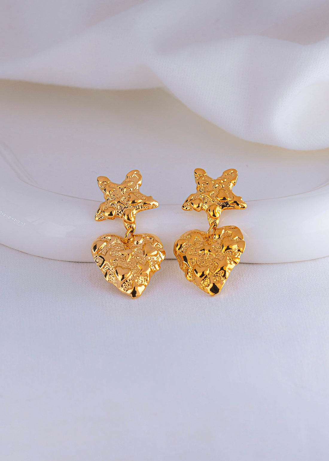 Aretes Estrella Corazón Martillados