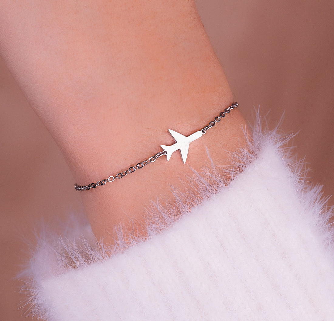 Pulsera Avión Plateada Ref: I1168
