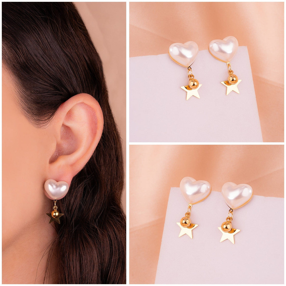 Aretes Perlas Corazón Ref: B1524