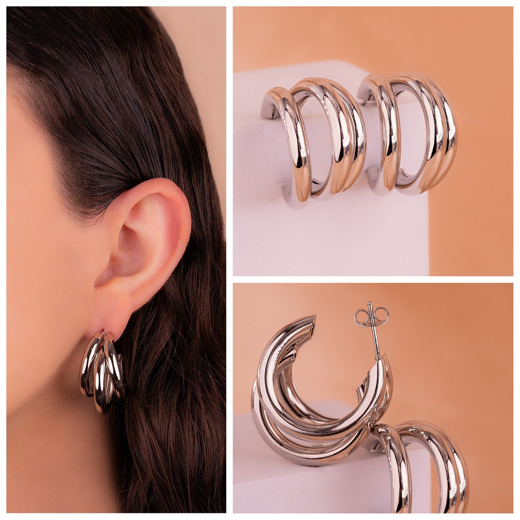 Candongas Triple Plateadas Ref: B765