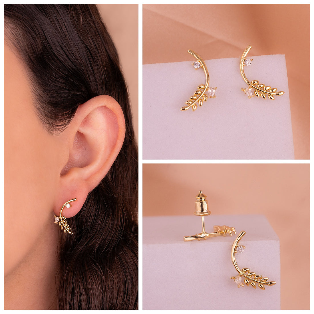 Aretes Espigas Dorados Ref: B1286
