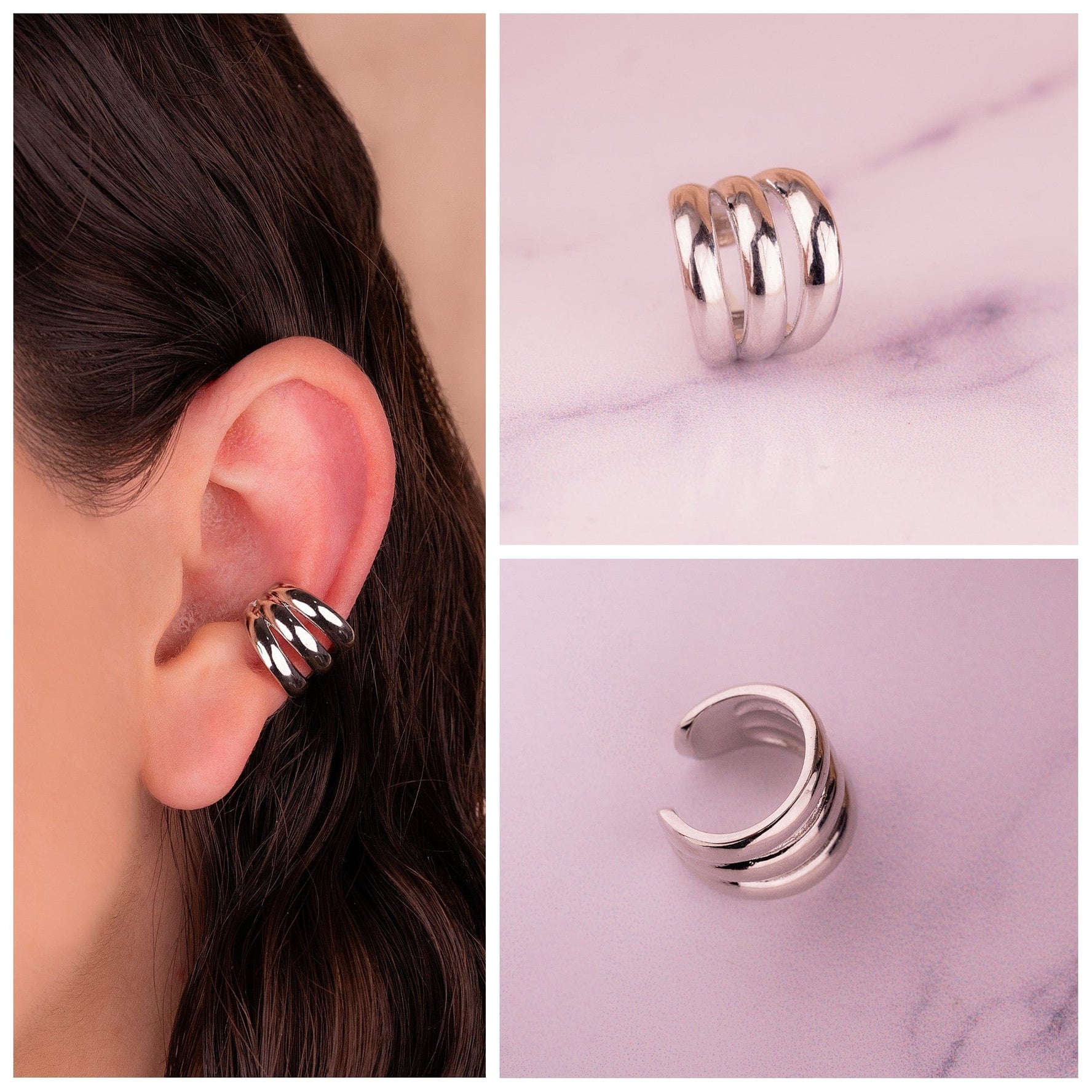 Ear Cuff Triple Plateado Ref: E071