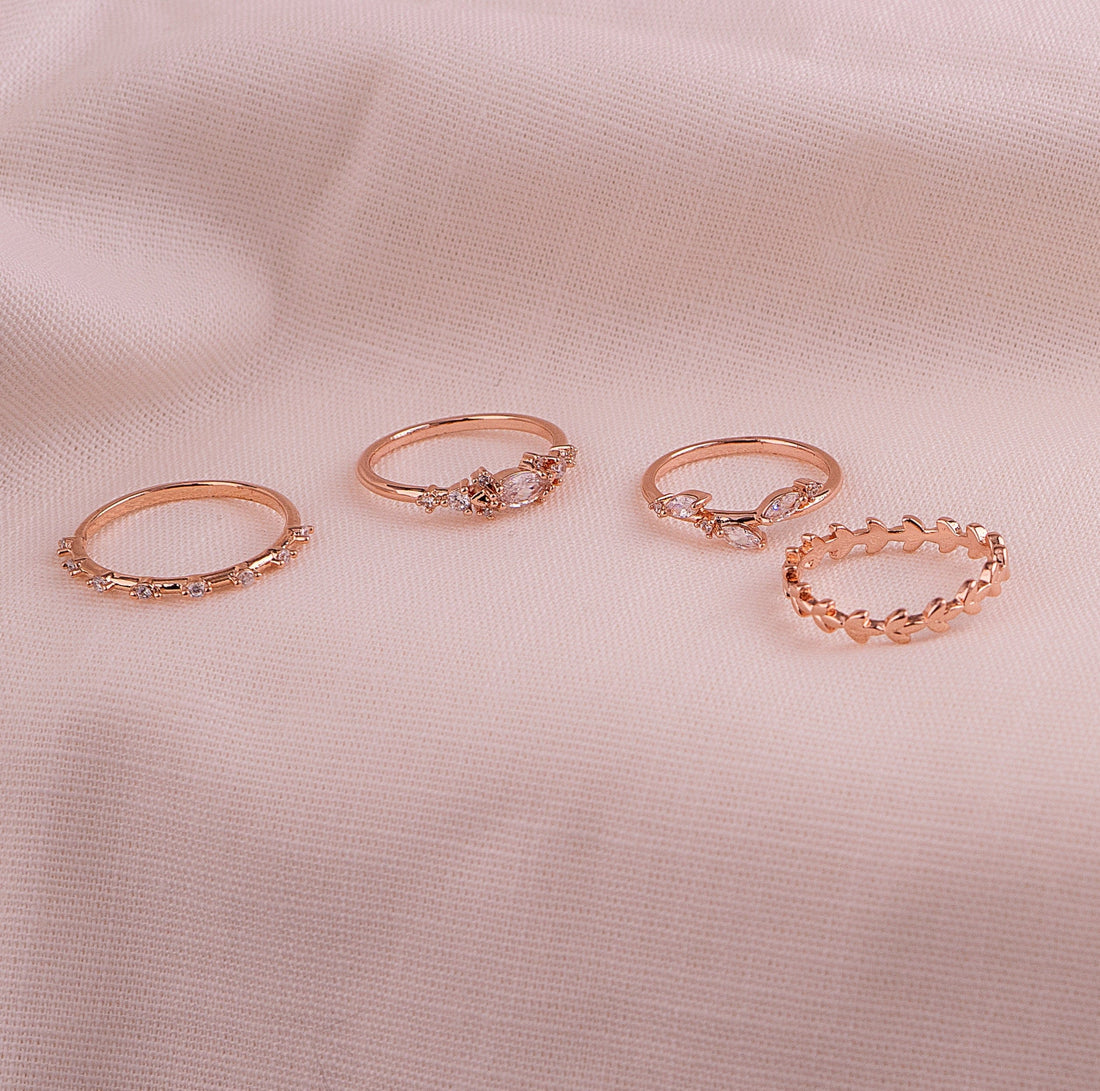 Set X 4 Anillos Roma Oro Rosa Ref:J469
