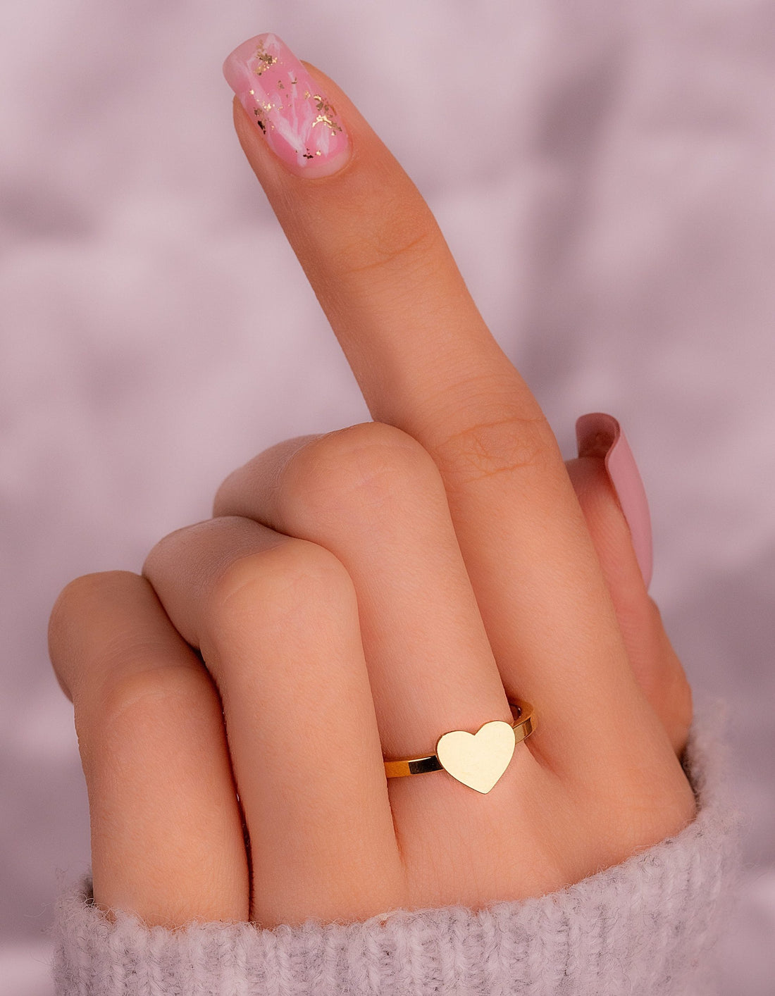 Anillo Corazón Dorado Talla 7 Ref: A3300