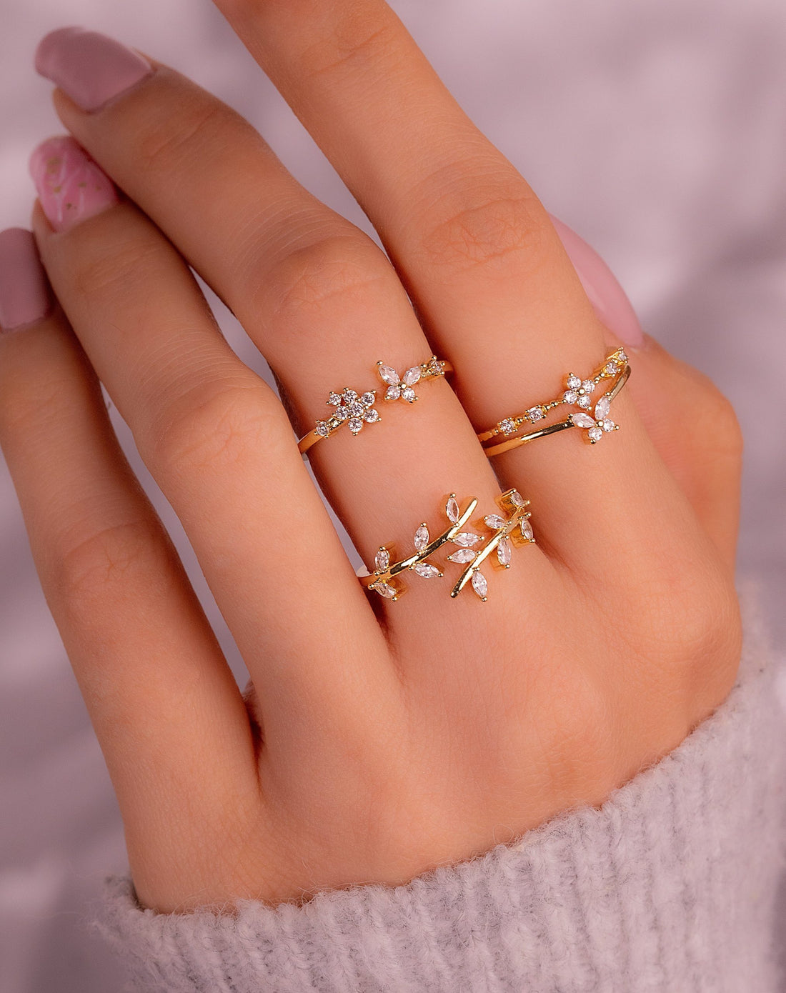 Set X 3 Anillos Jardín Dorados Ref: J270