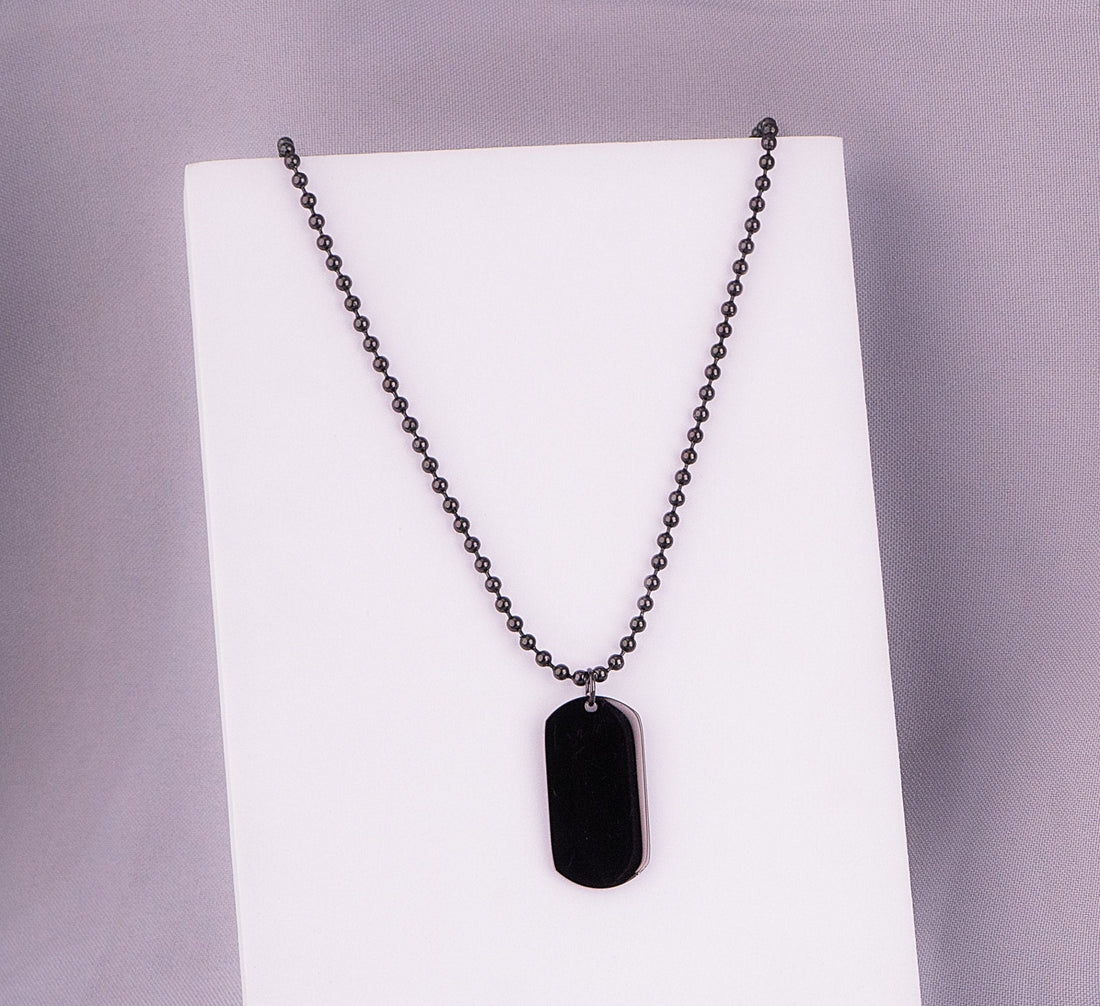 Cadena Placa Negra Hombre Ref: F668