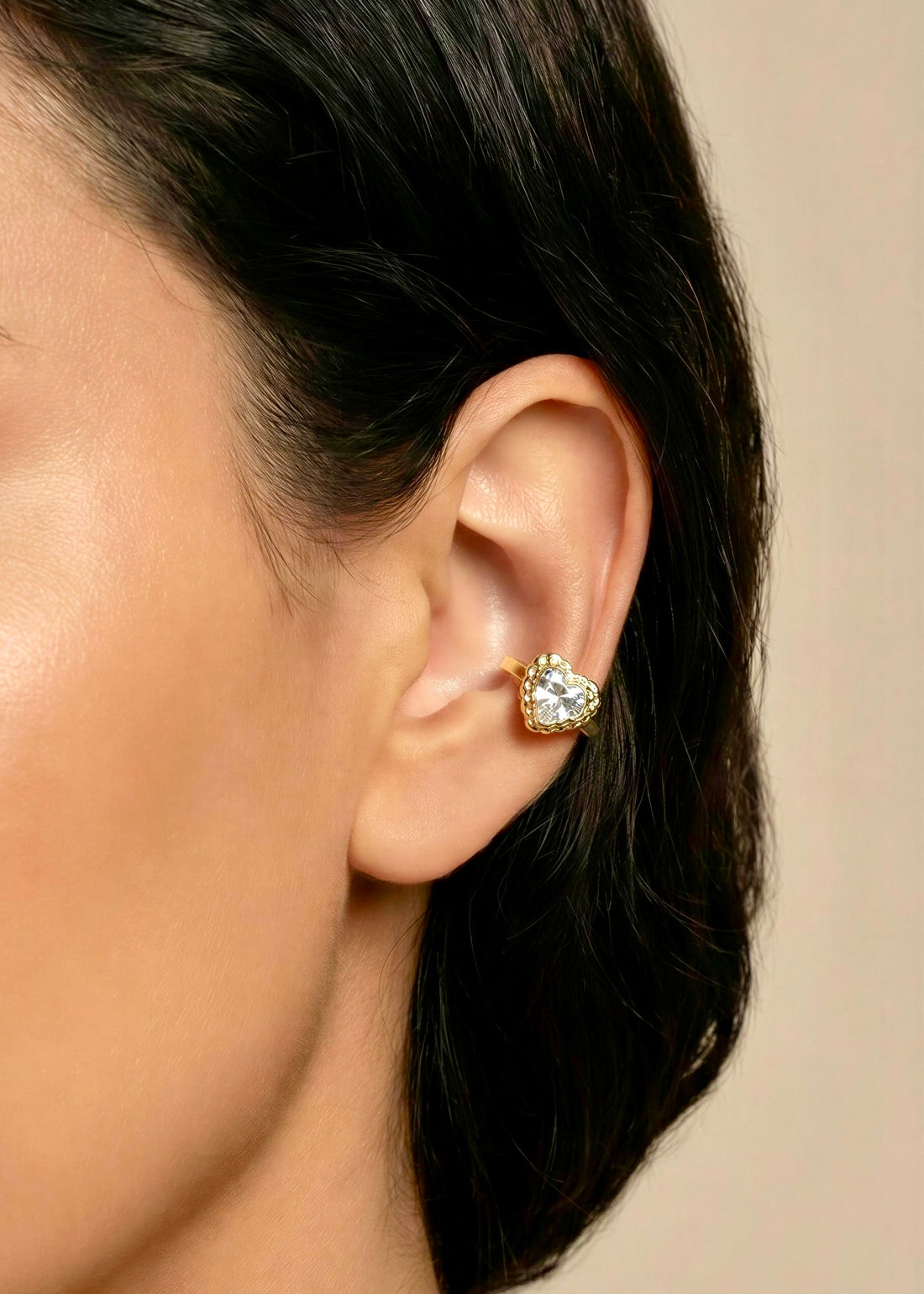 Ear Cuff Corazón Circón
