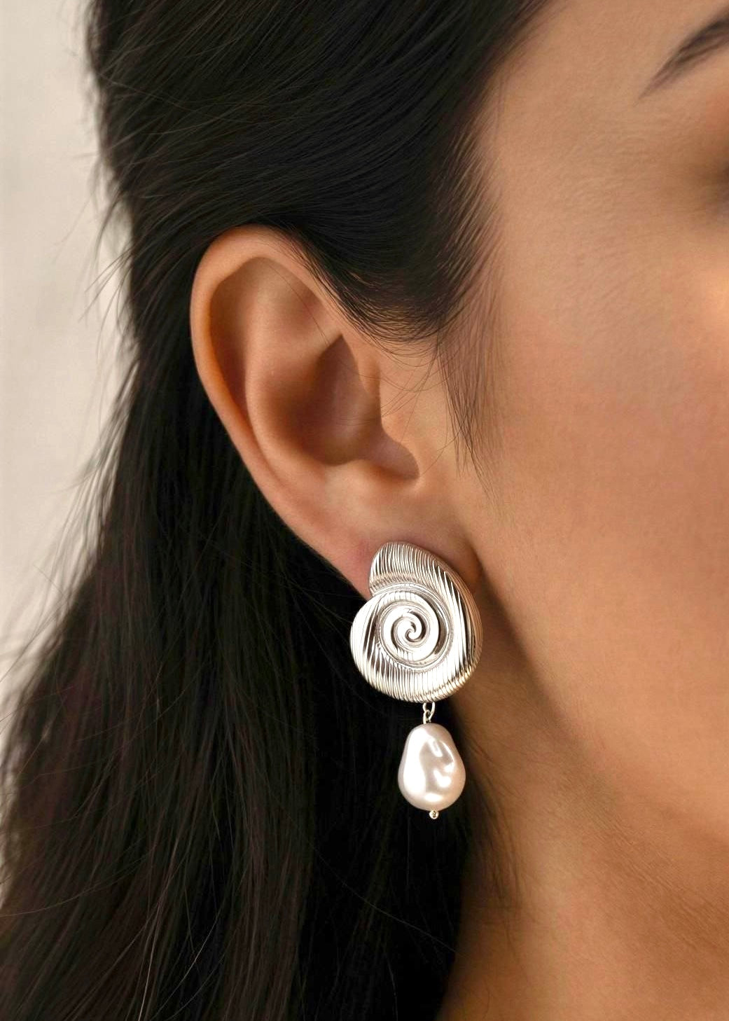Aretes Caracola Plateados