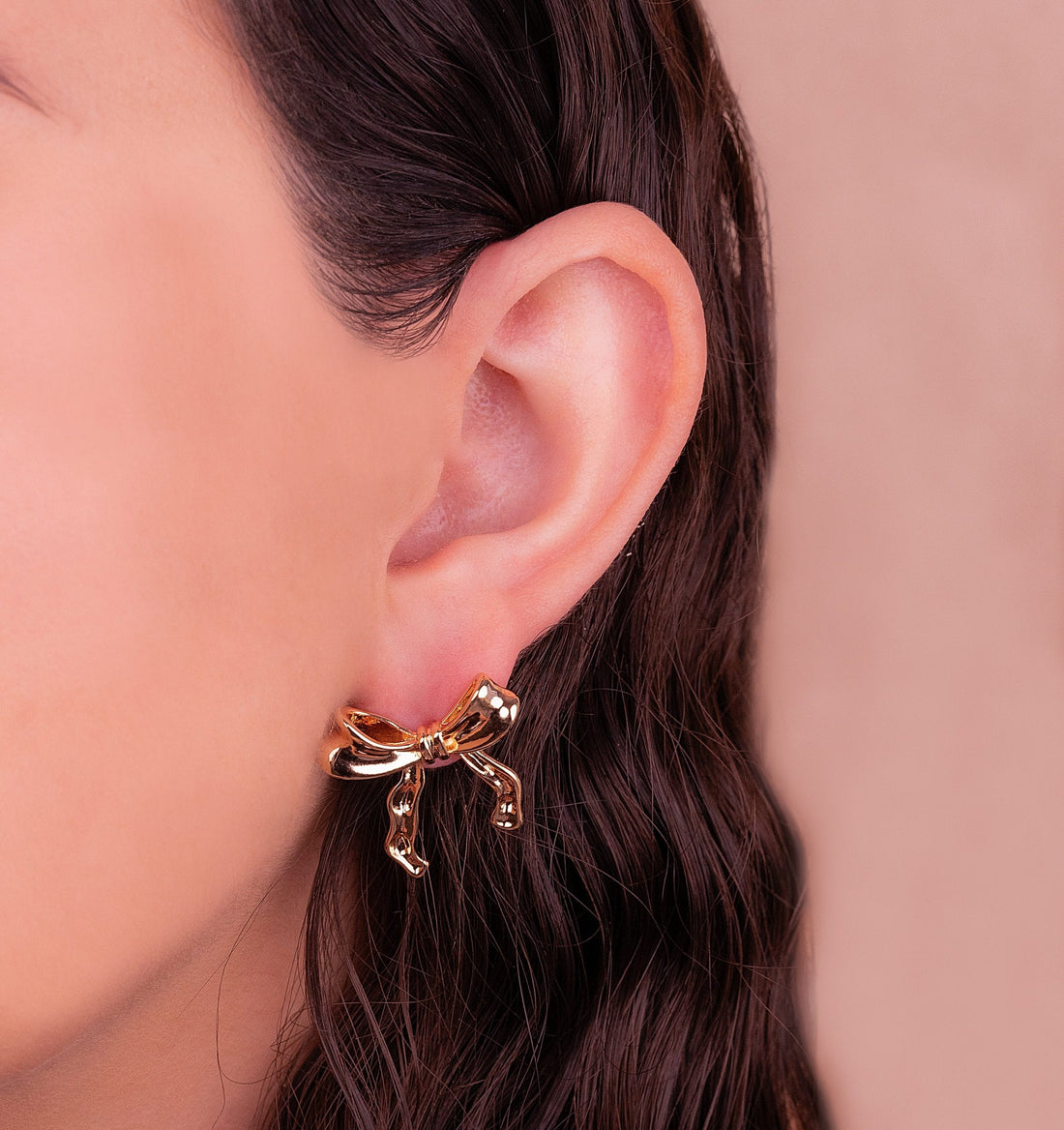 Aretes Moños Dorados Ref: B1223