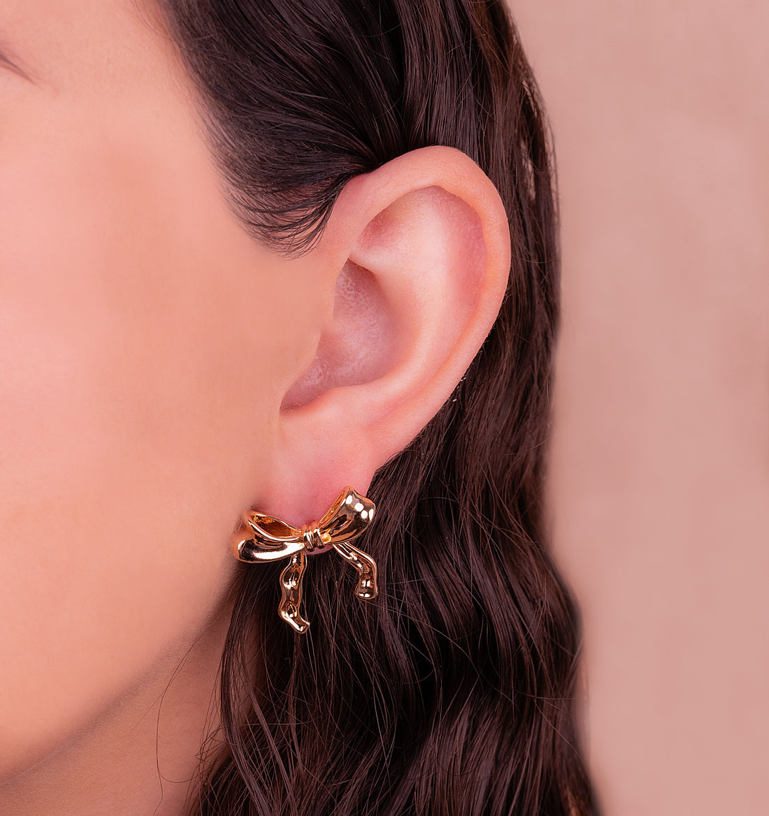 Aretes Moños Dorados Ref: B1223