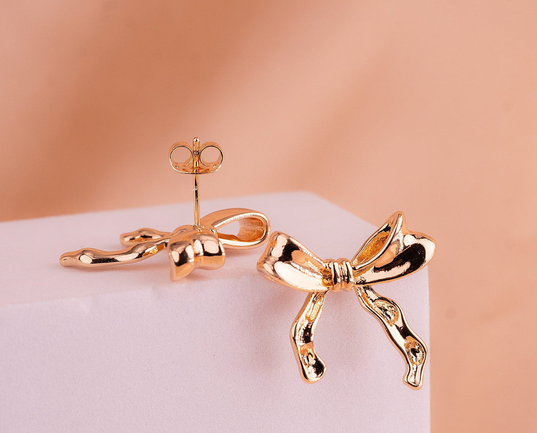 Aretes Moños Dorados Ref: B1223