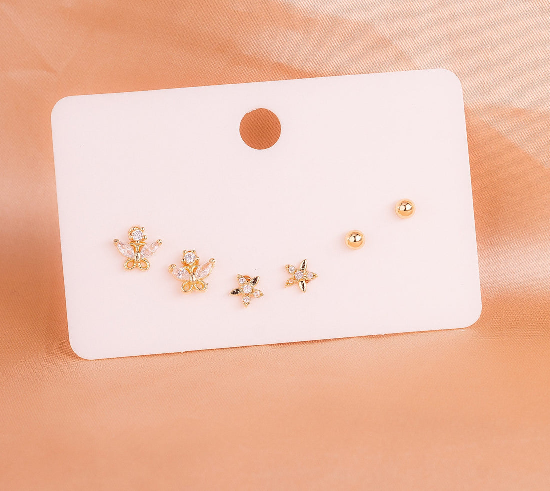 Set X 3 Pares Topitos Flor Mariposa Ref: K212