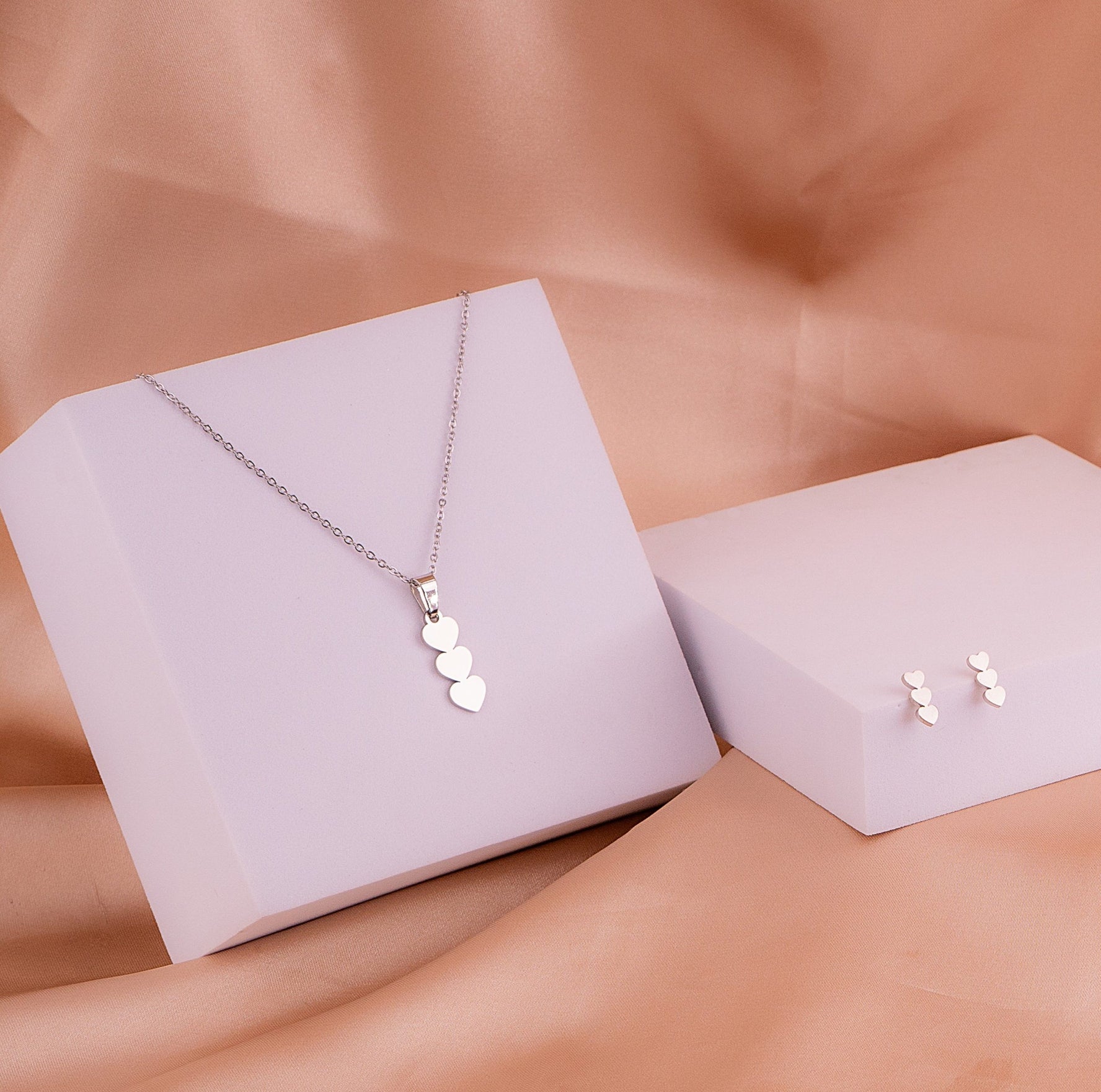 Juego Tres Corazones Plateado Ref: G869