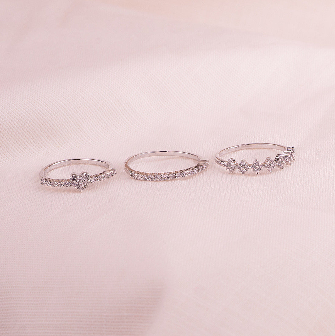 Set X 3 Anillos Afrodita Plateados Ref: J529