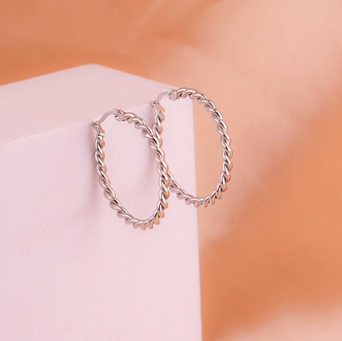 Candongas 30 mm Trenzadas Plateadas Ref: B369